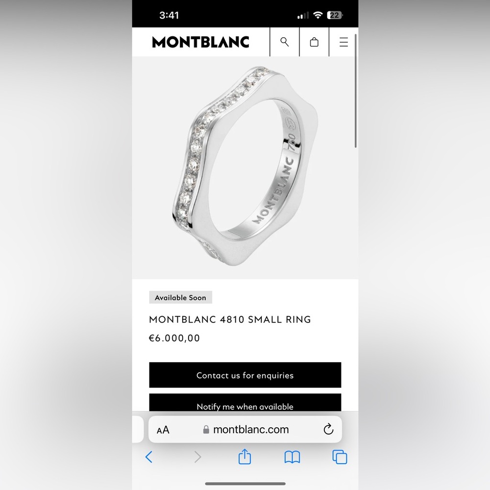 Authentic MONT BLANC eternity ring